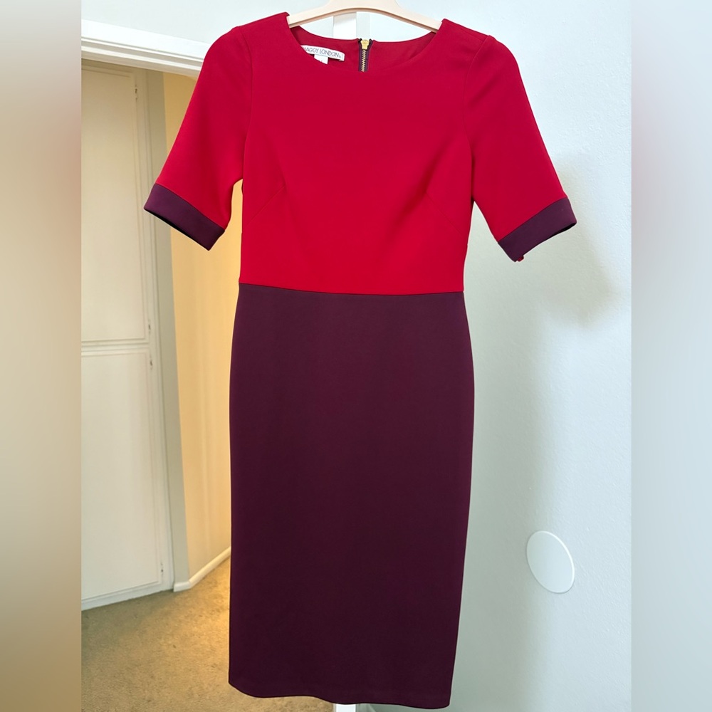 NWOT Colorblock Scuba Midi Dress Maggy London SIZE 4